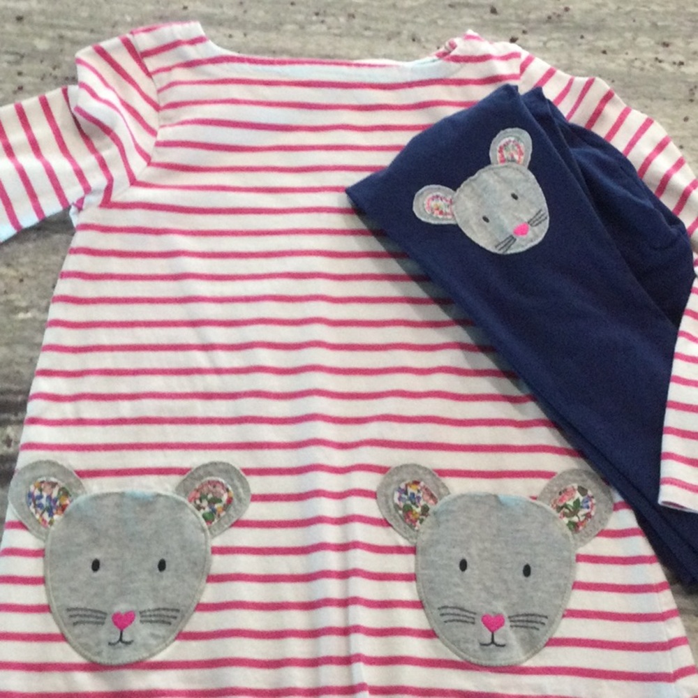 Mini Boden Matching Mouse appliqué swing dress set